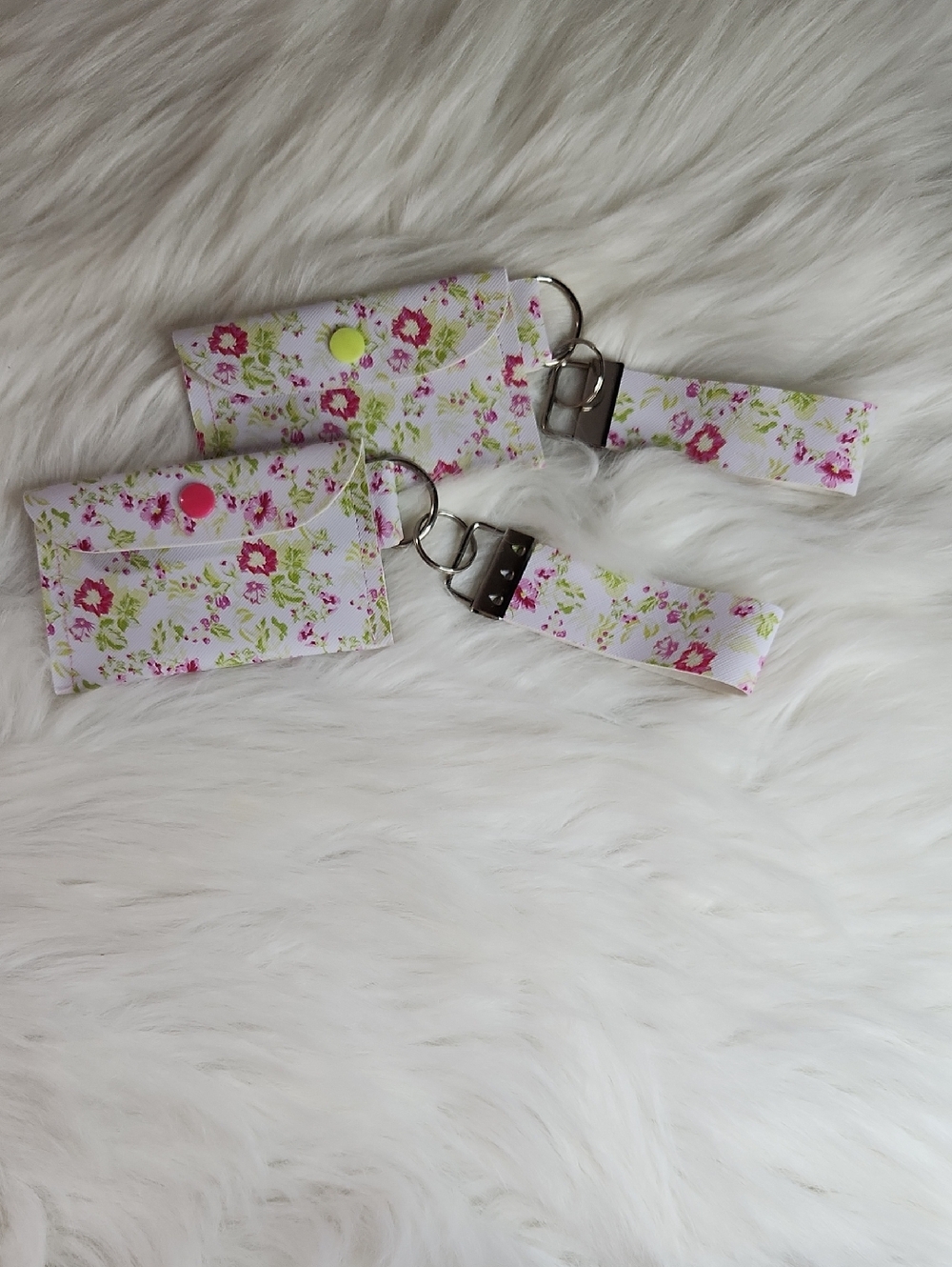 Floral Pink & Green Wristlet Clutch Set - Women's Clutches & Wristlets. Handmade